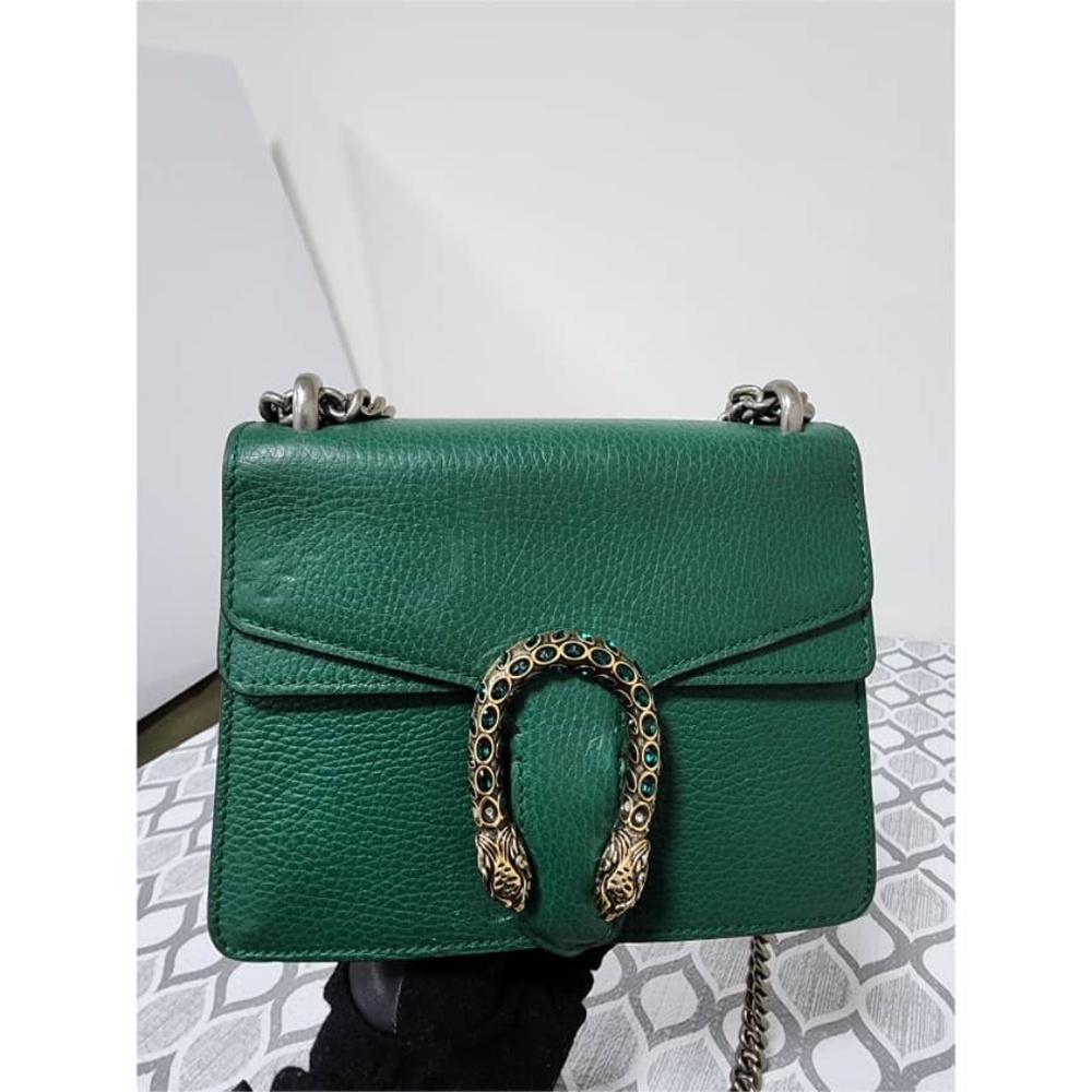Authentic Gucci Small Leather Dionysus Crossbody Bag Green - Picture 8 of 16